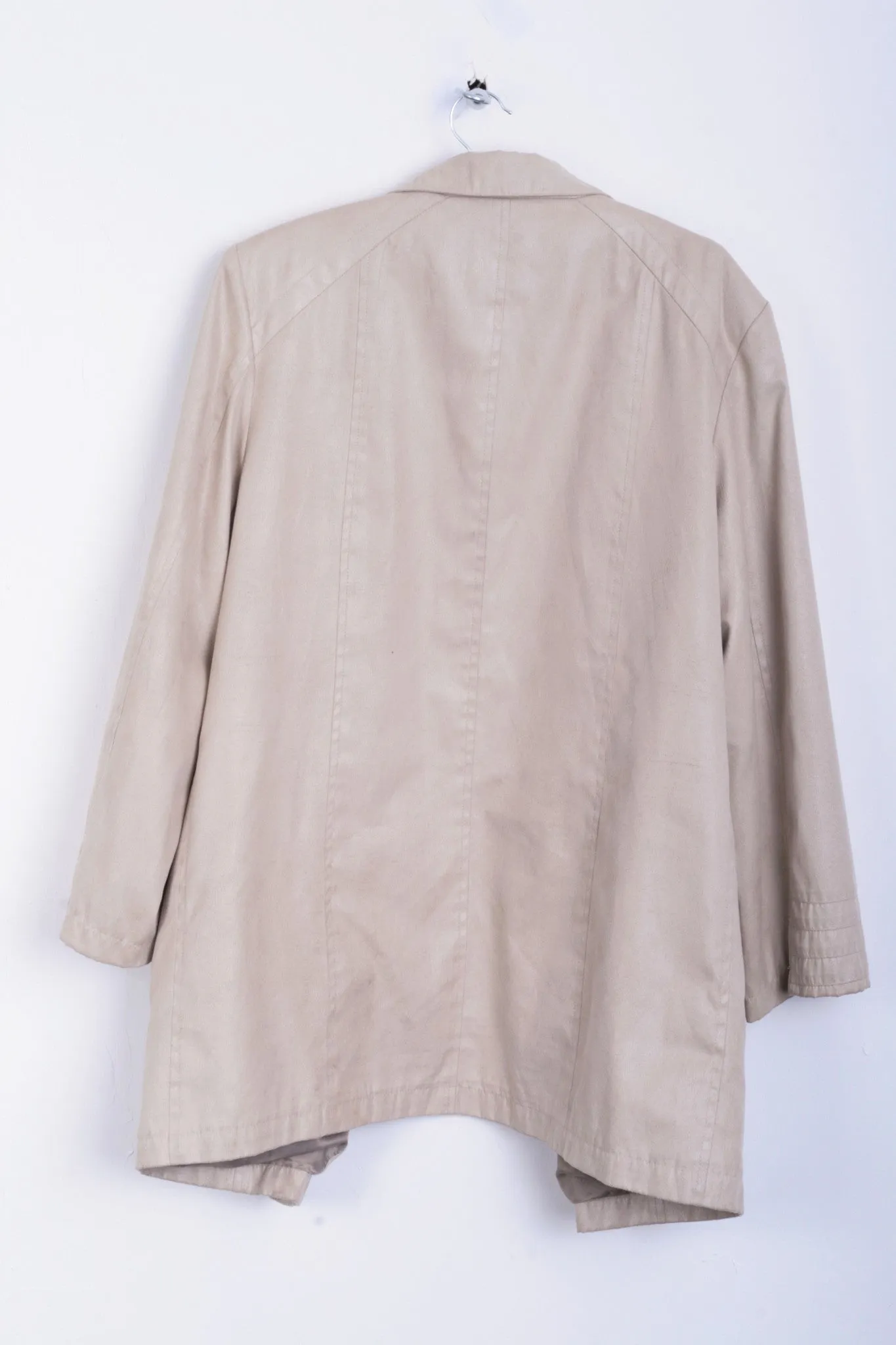 Biba Womens 44 XL Jacket Beige Shiny Lightweight Zip Up Classic Top