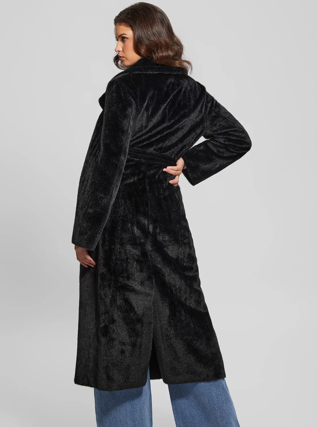 Black Ada Faux Fur Coat Guess