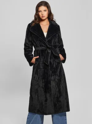 Black Ada Faux Fur Coat Guess