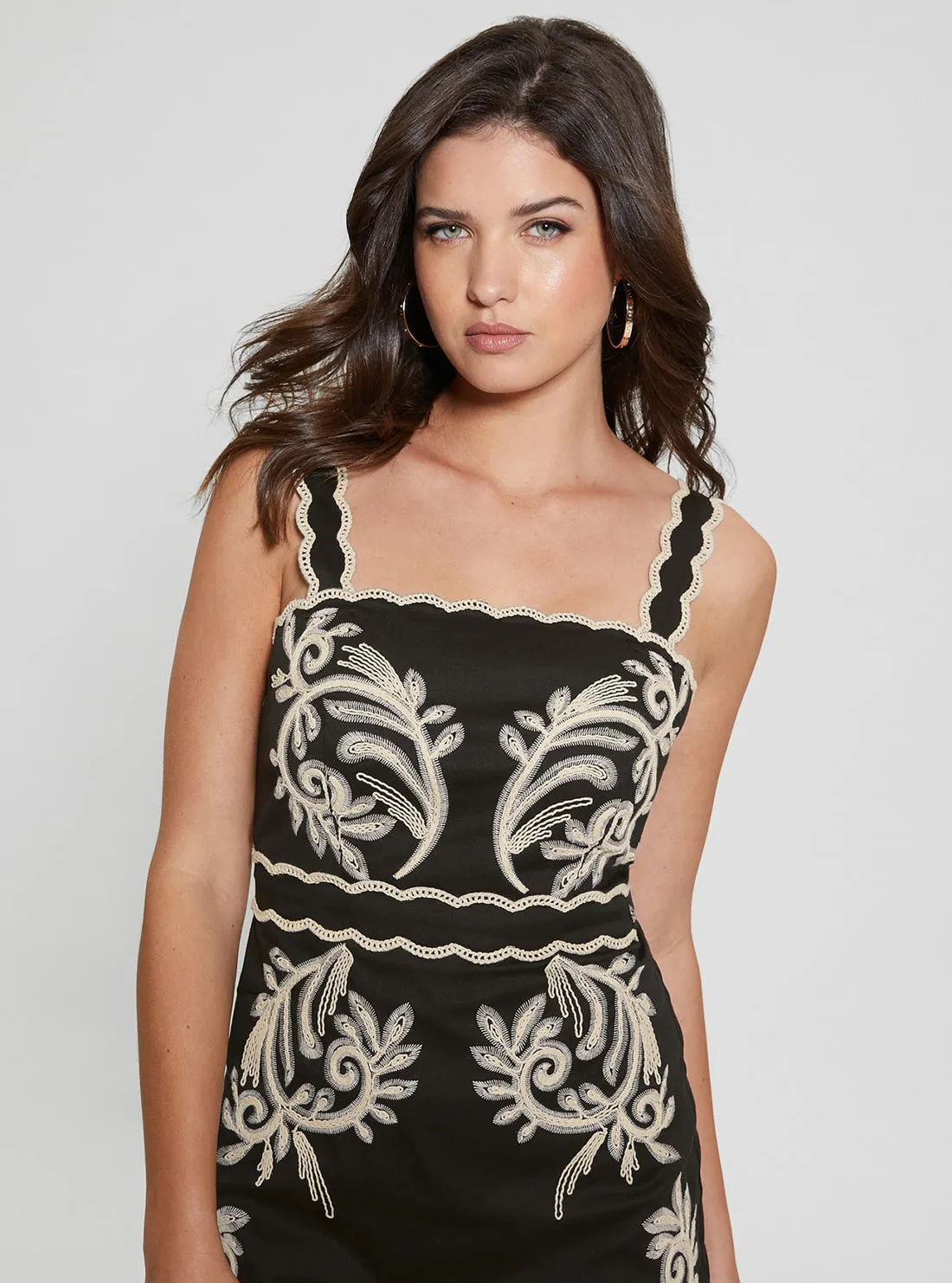 Black Mirabelle Embroidered Mini Dress Guess