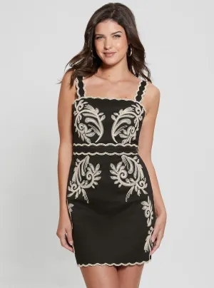 Black Mirabelle Embroidered Mini Dress Guess