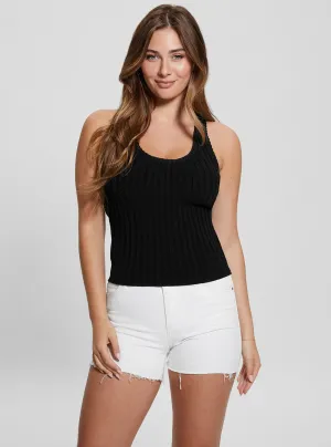 Black Ribbed Janae Tank Top Guess