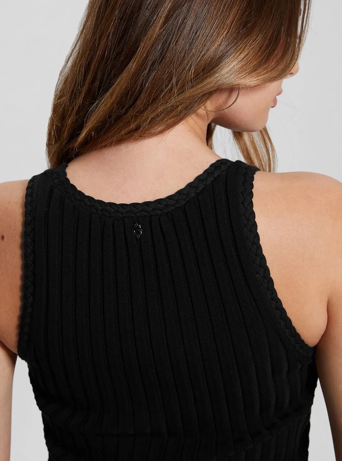 Black Ribbed Janae Tank Top Guess
