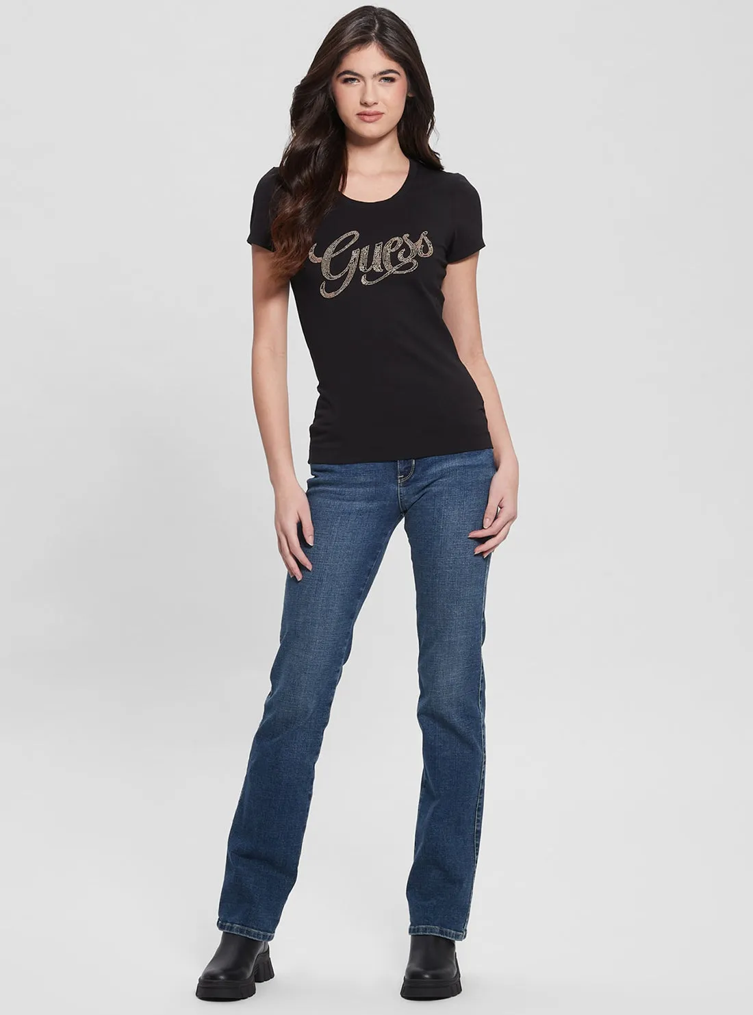 Black Script Logo T-Shirt Guess