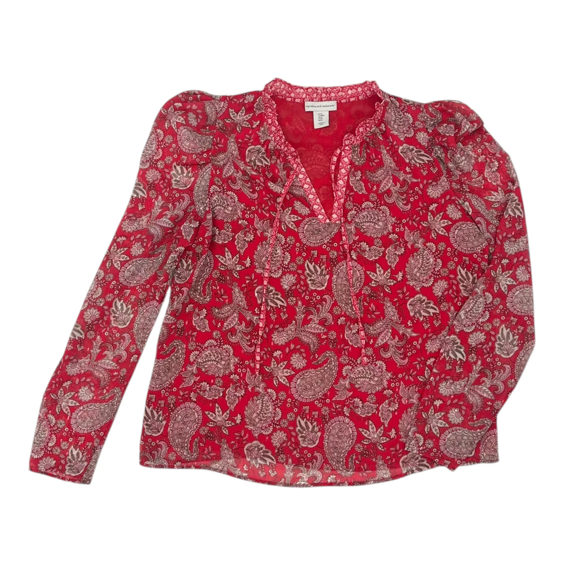 Blouse Ls By Cupcakes And Cashmere In Red, Size:M