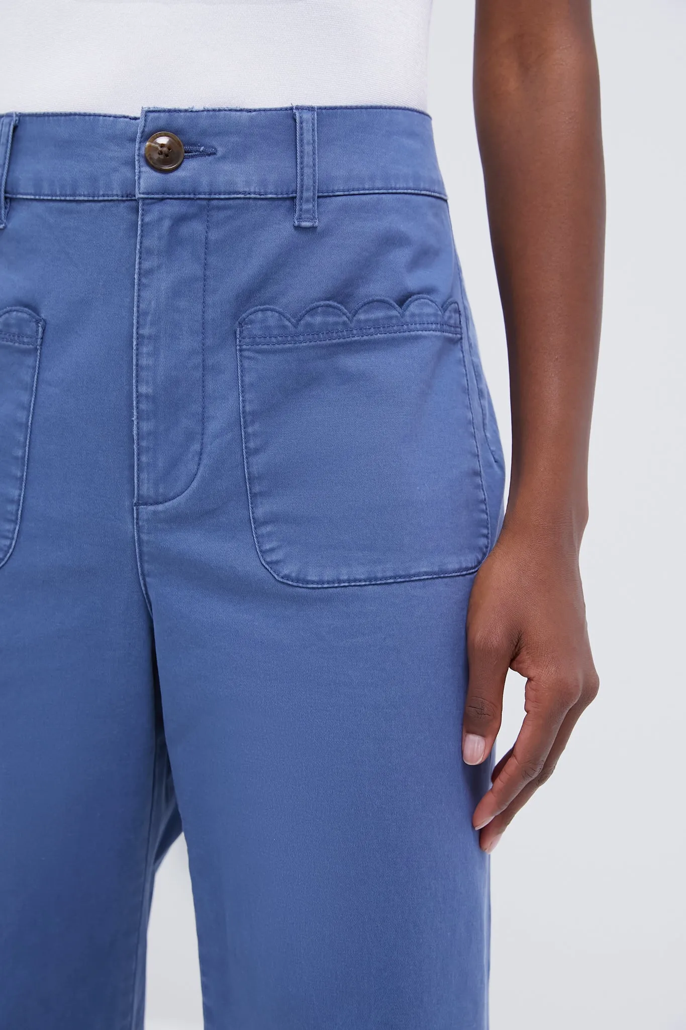 Blue Chino Wide Leg Stretch Davis Pants