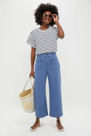 Blue Chino Wide Leg Stretch Davis Pants