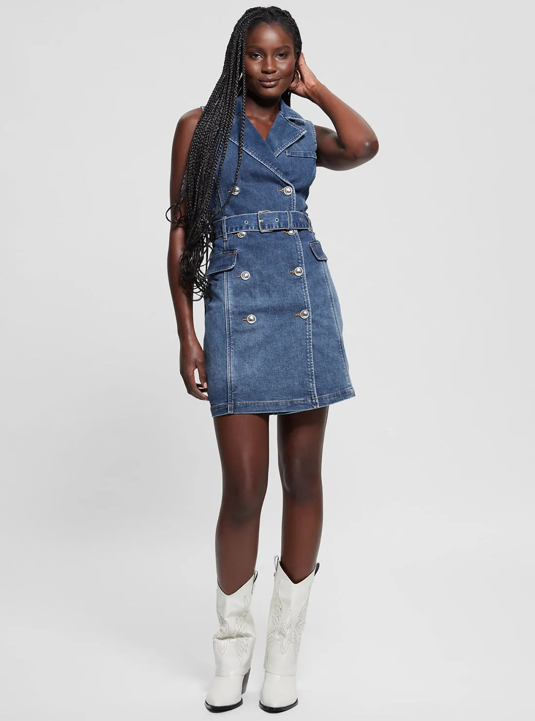Blue Denim Anela Trench Mini Dress Guess