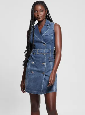 Blue Denim Anela Trench Mini Dress Guess