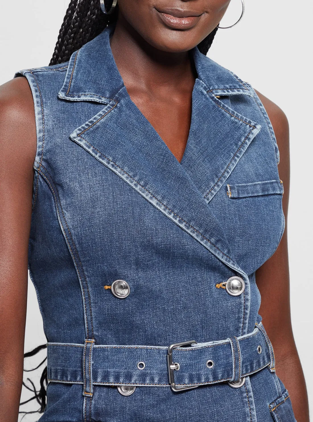Blue Denim Anela Trench Mini Dress Guess