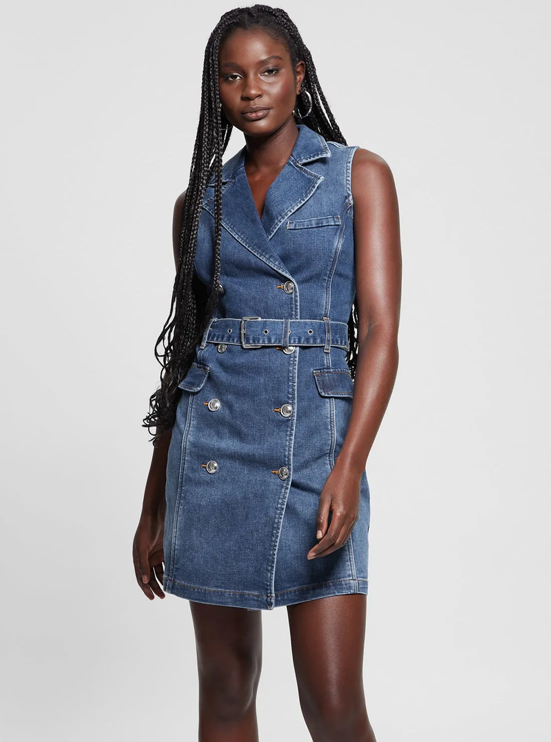 Blue Denim Anela Trench Mini Dress Guess