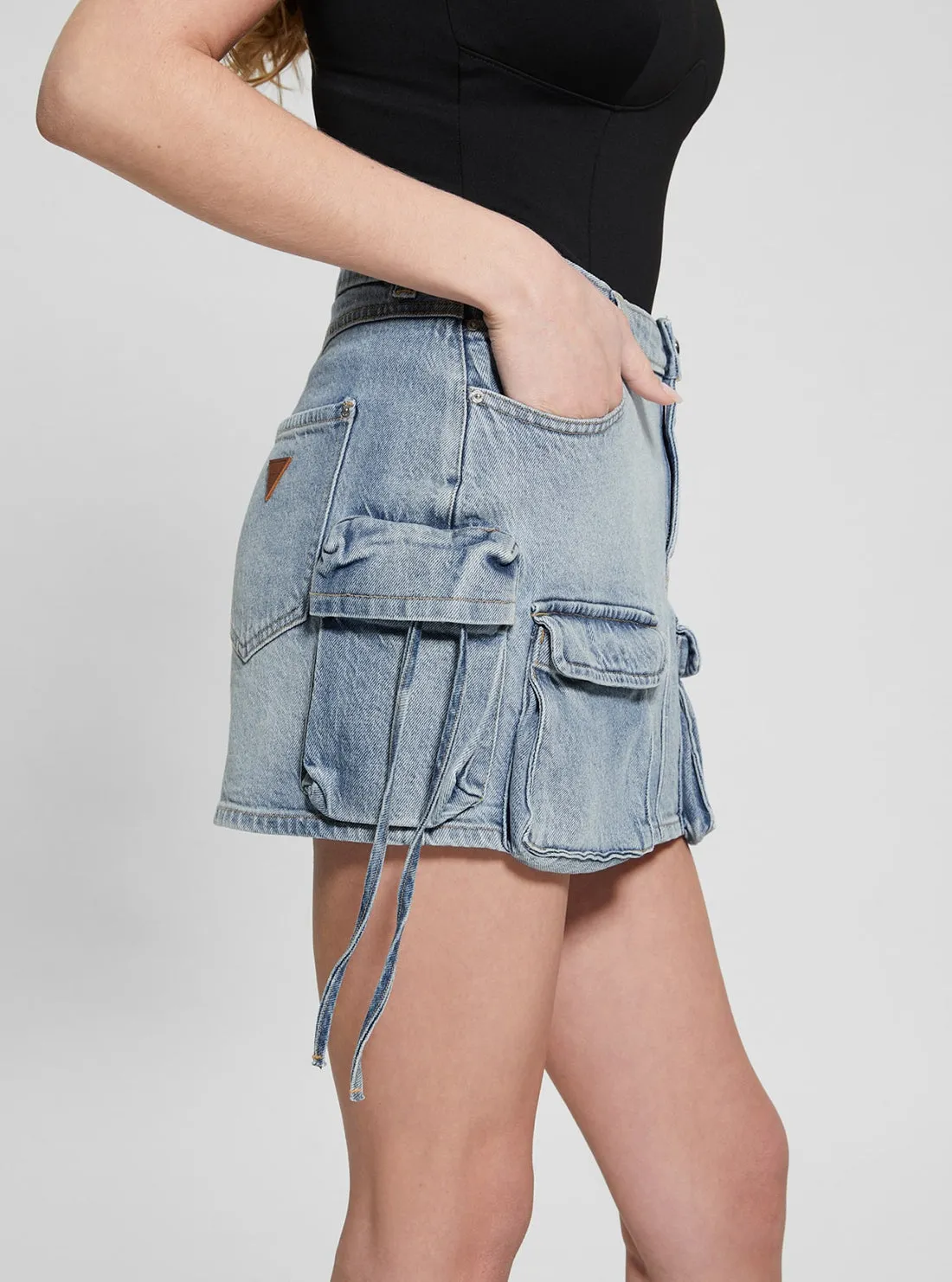 Blue Devon Carago Mini Skirt Guess