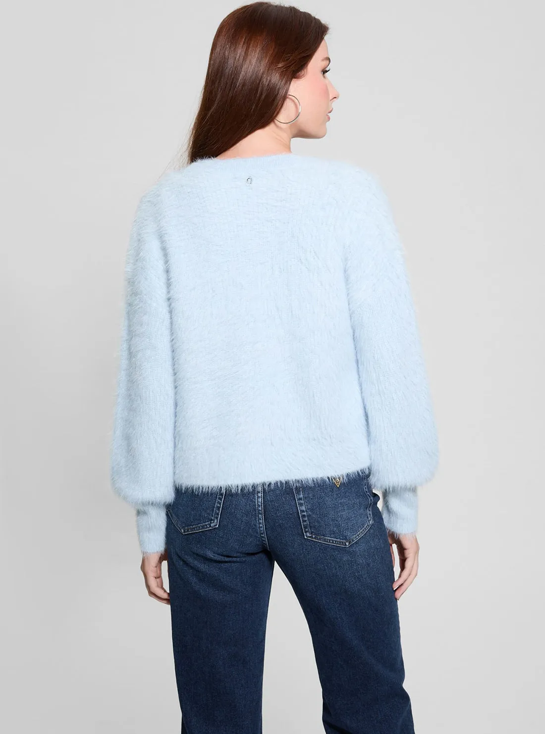 Blue Keyla Knit Cardigan Guess