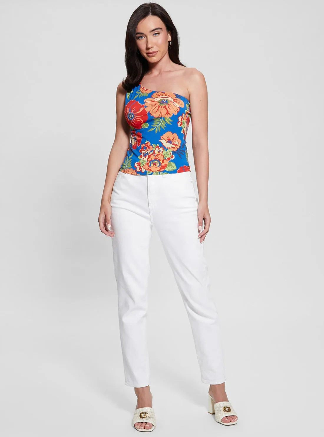 Blue One Shoulder Linda Top Guess