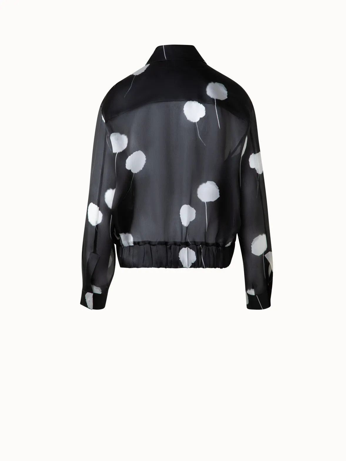 Bomber Jacket in Silk with Dandelion Print Akris