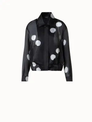 Bomber Jacket in Silk with Dandelion Print Akris