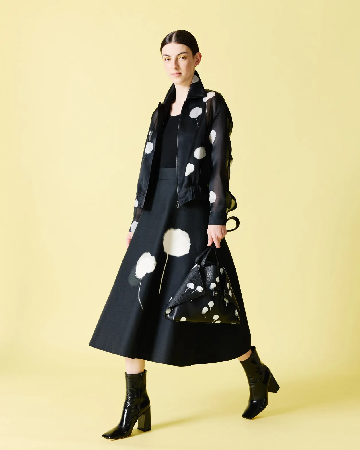 Bomber Jacket in Silk with Dandelion Print Akris