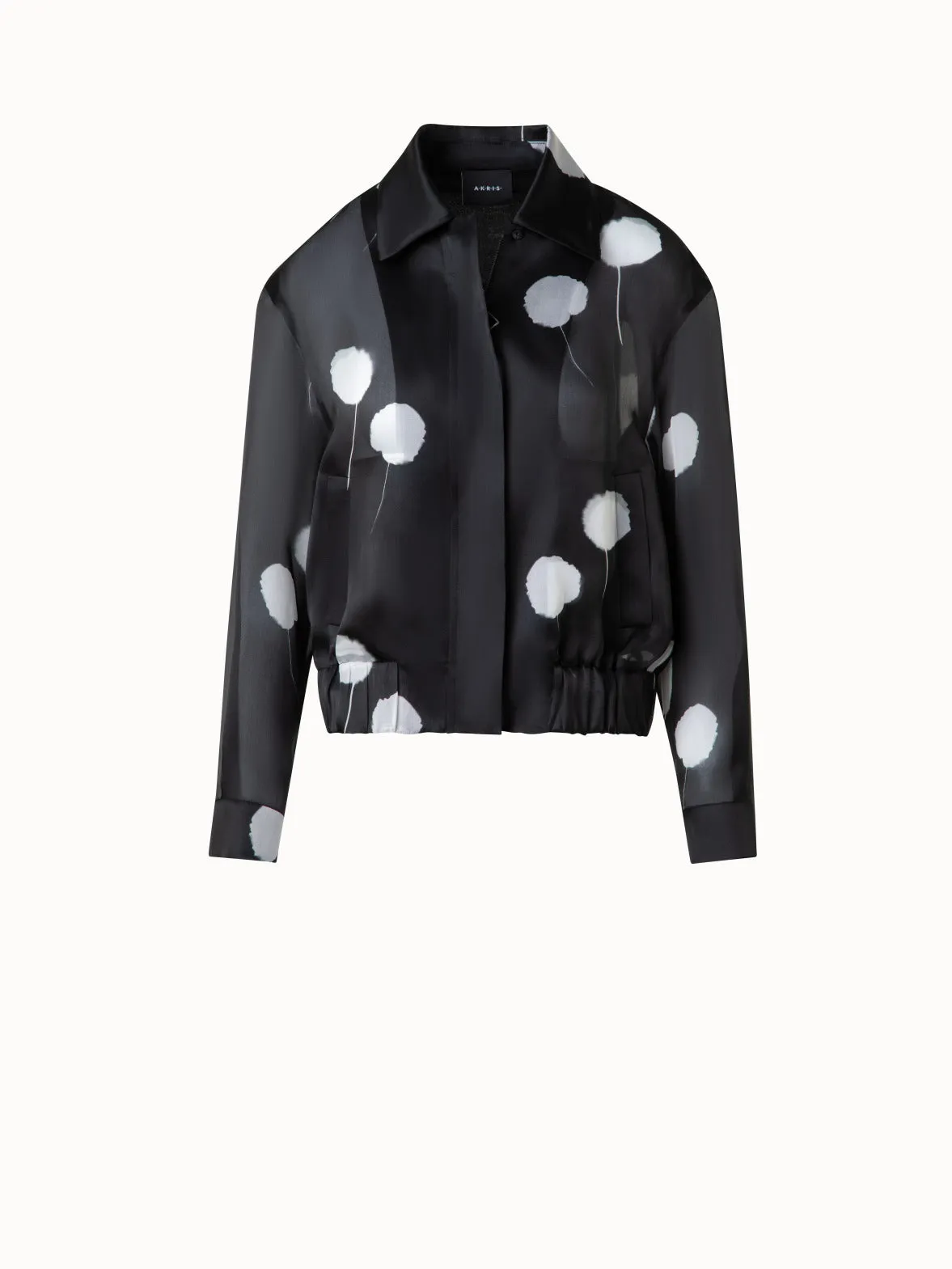 Bomber Jacket in Silk with Dandelion Print Akris
