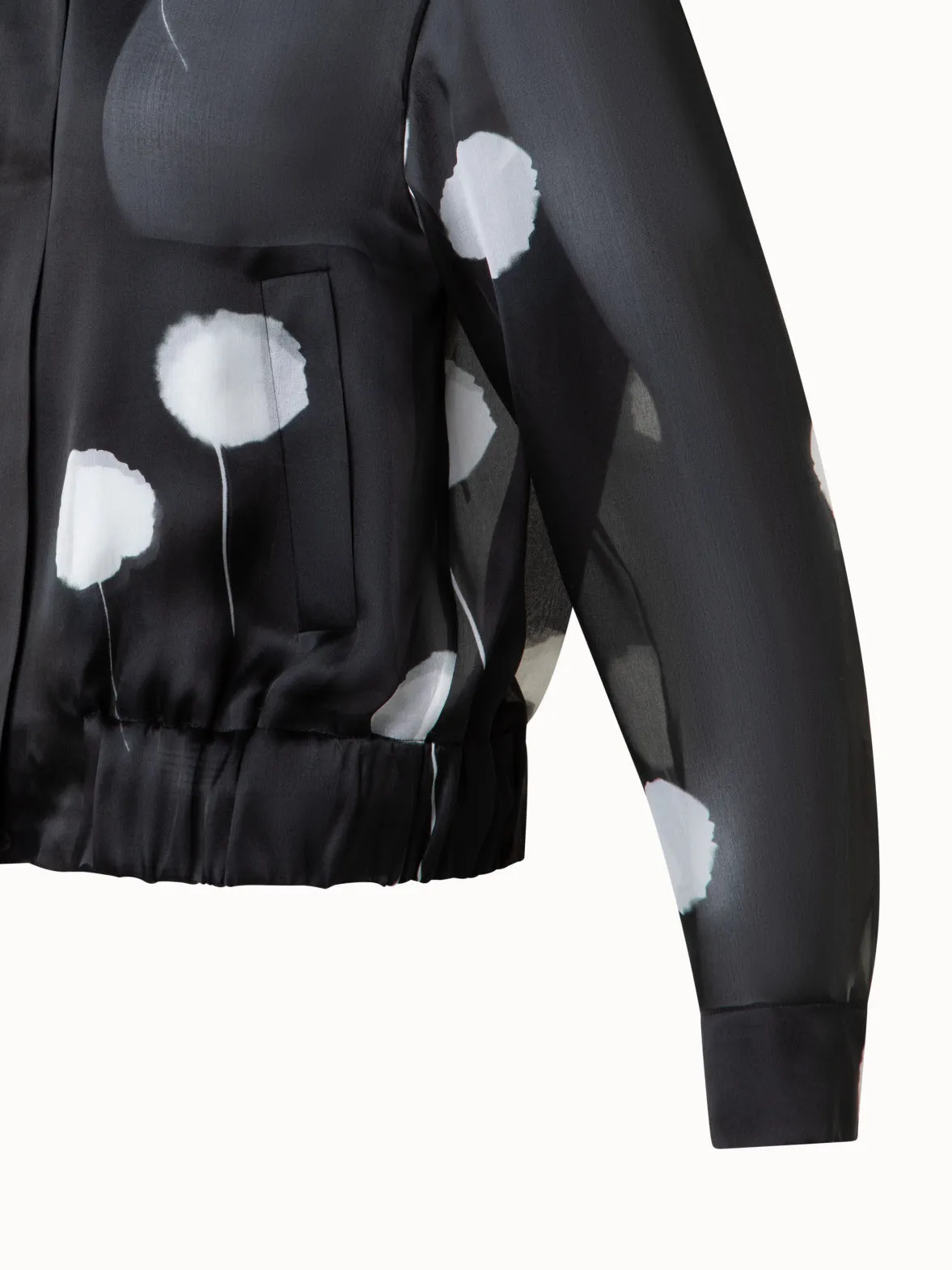 Bomber Jacket in Silk with Dandelion Print Akris