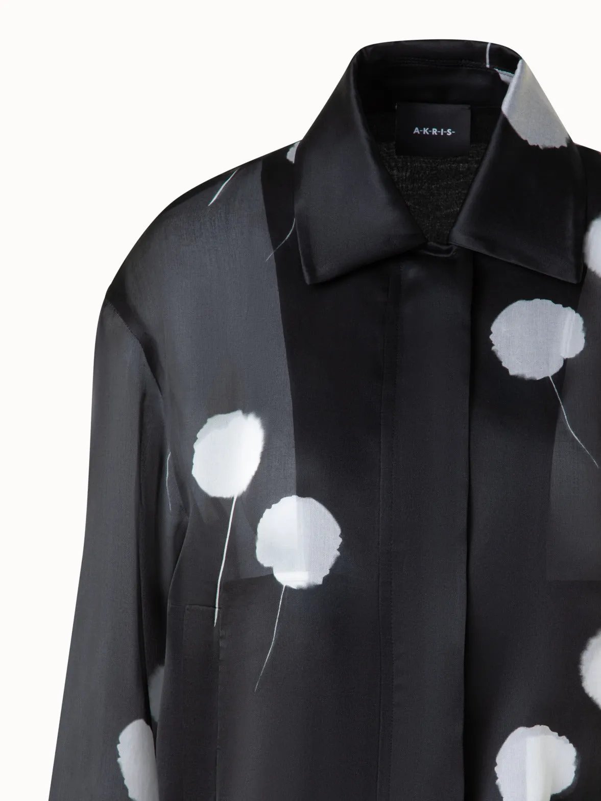 Bomber Jacket in Silk with Dandelion Print Akris
