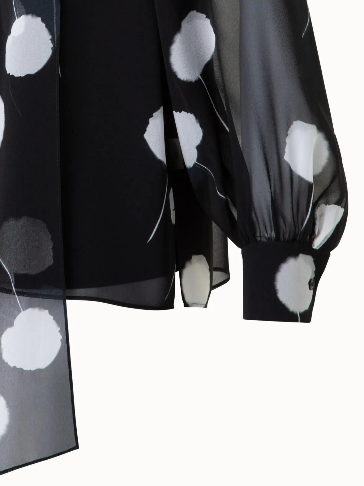 Bow Tie Blouse in Silk with Dandelion Print Akris
