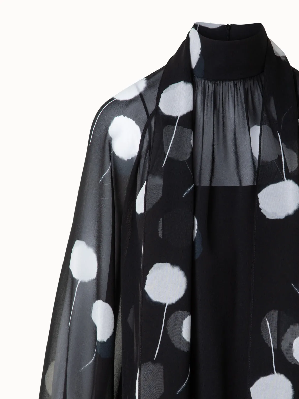 Bow Tie Blouse in Silk with Dandelion Print Akris