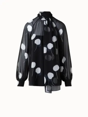 Bow Tie Blouse in Silk with Dandelion Print Akris