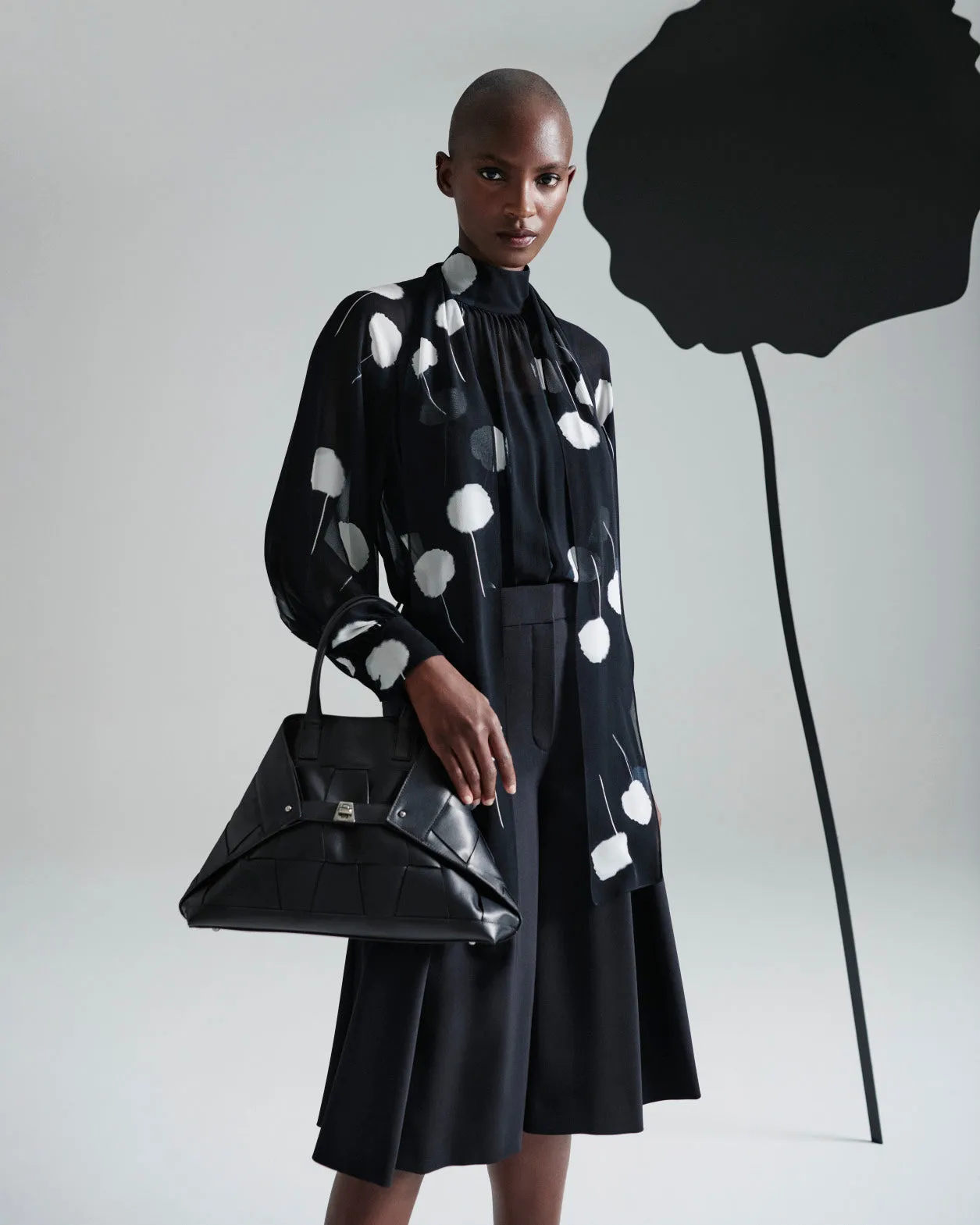 Bow Tie Blouse in Silk with Dandelion Print Akris