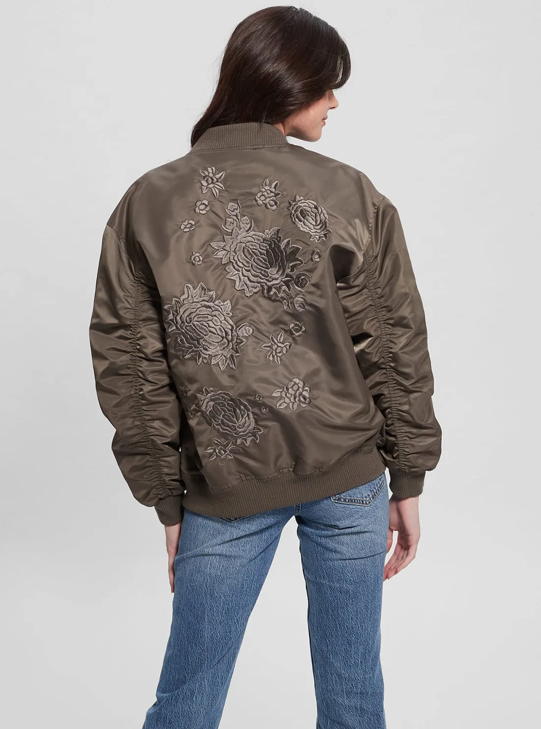 Brown Birks Oversized Bomber Jacket Guess