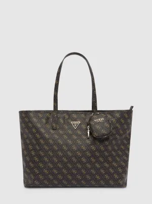 Brown Logo Power Play Large Tote Guess