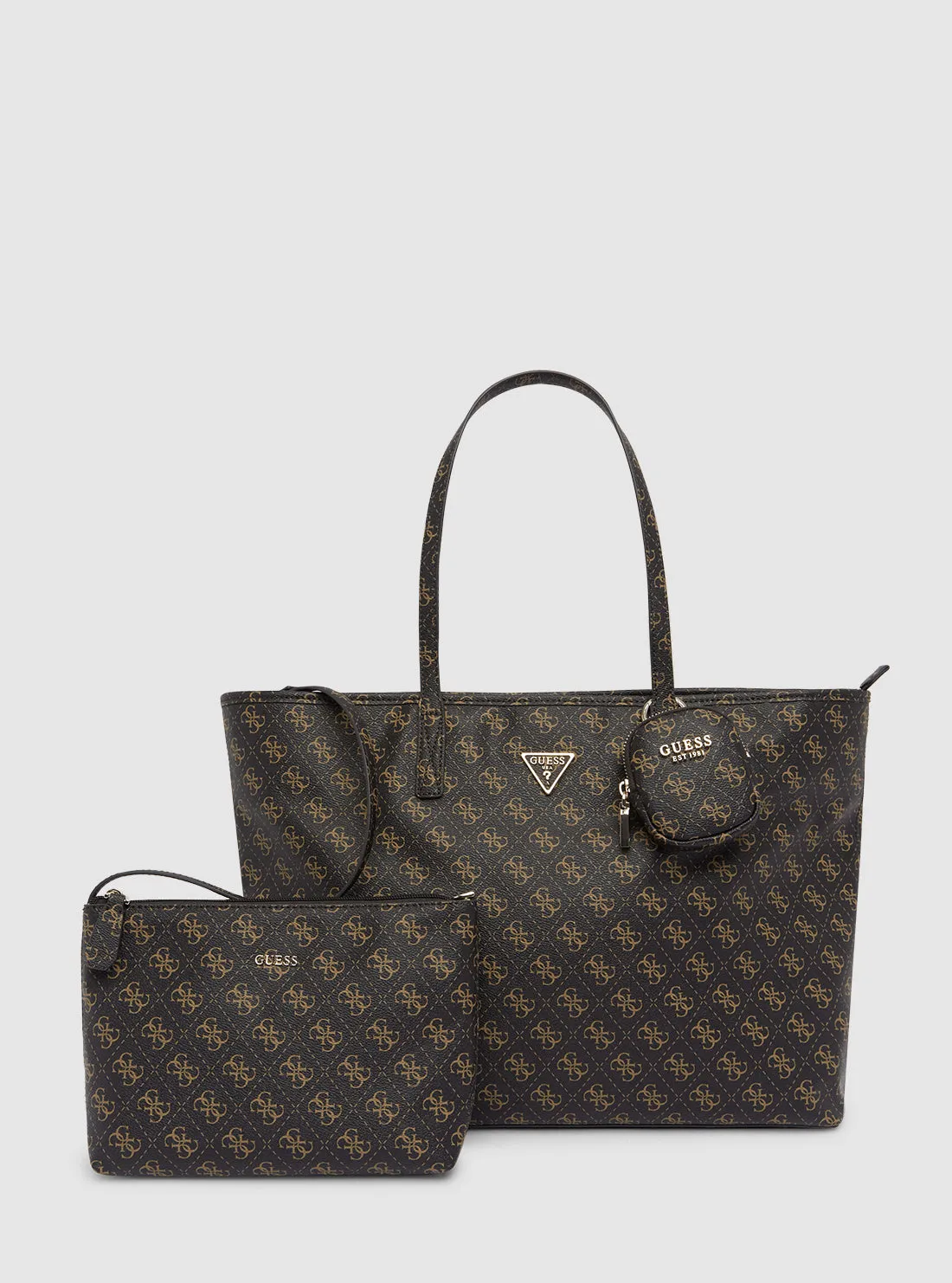 Brown Logo Power Play Large Tote Guess