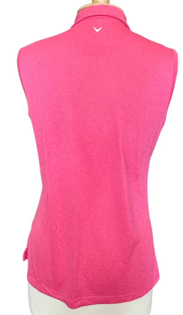 Callaway Hot Pink Heather Sleeveless Golf Polo Size L MSP$52