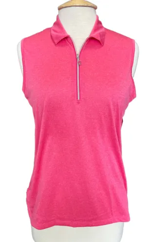 Callaway Hot Pink Heather Sleeveless Golf Polo Size L MSP$52