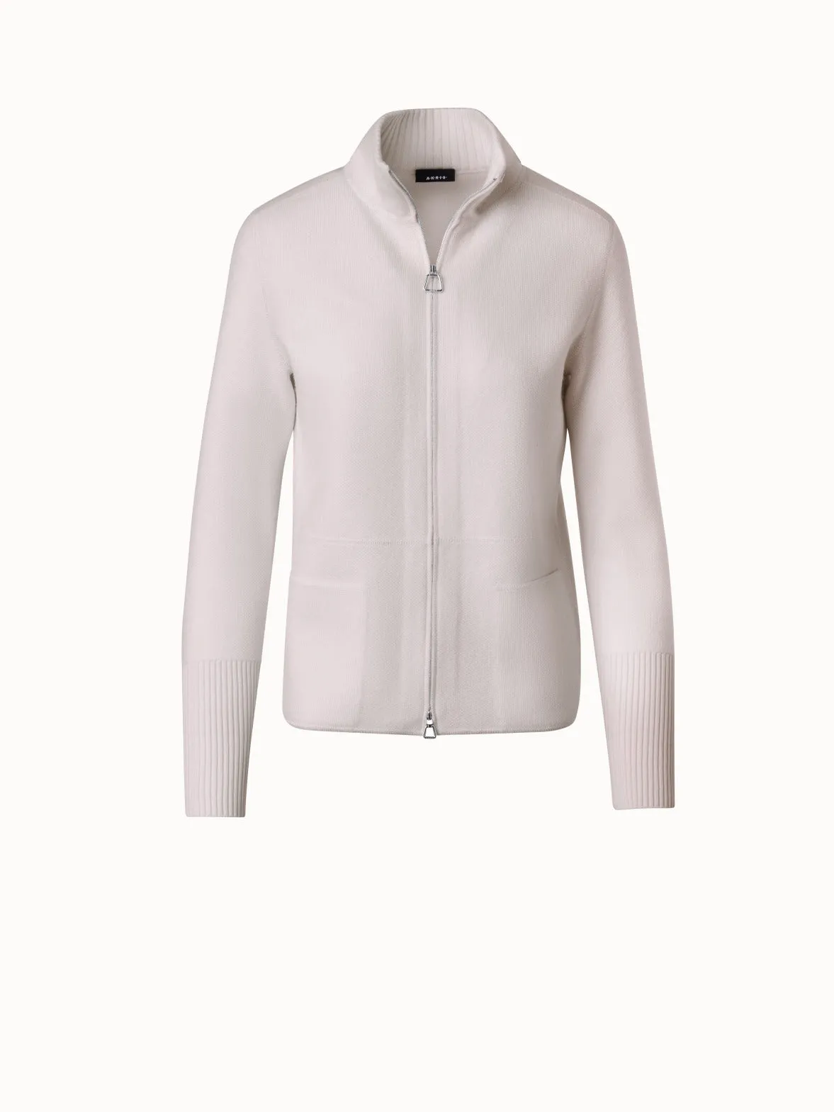 Cardigan in 100% Cashmere Piqué Akris