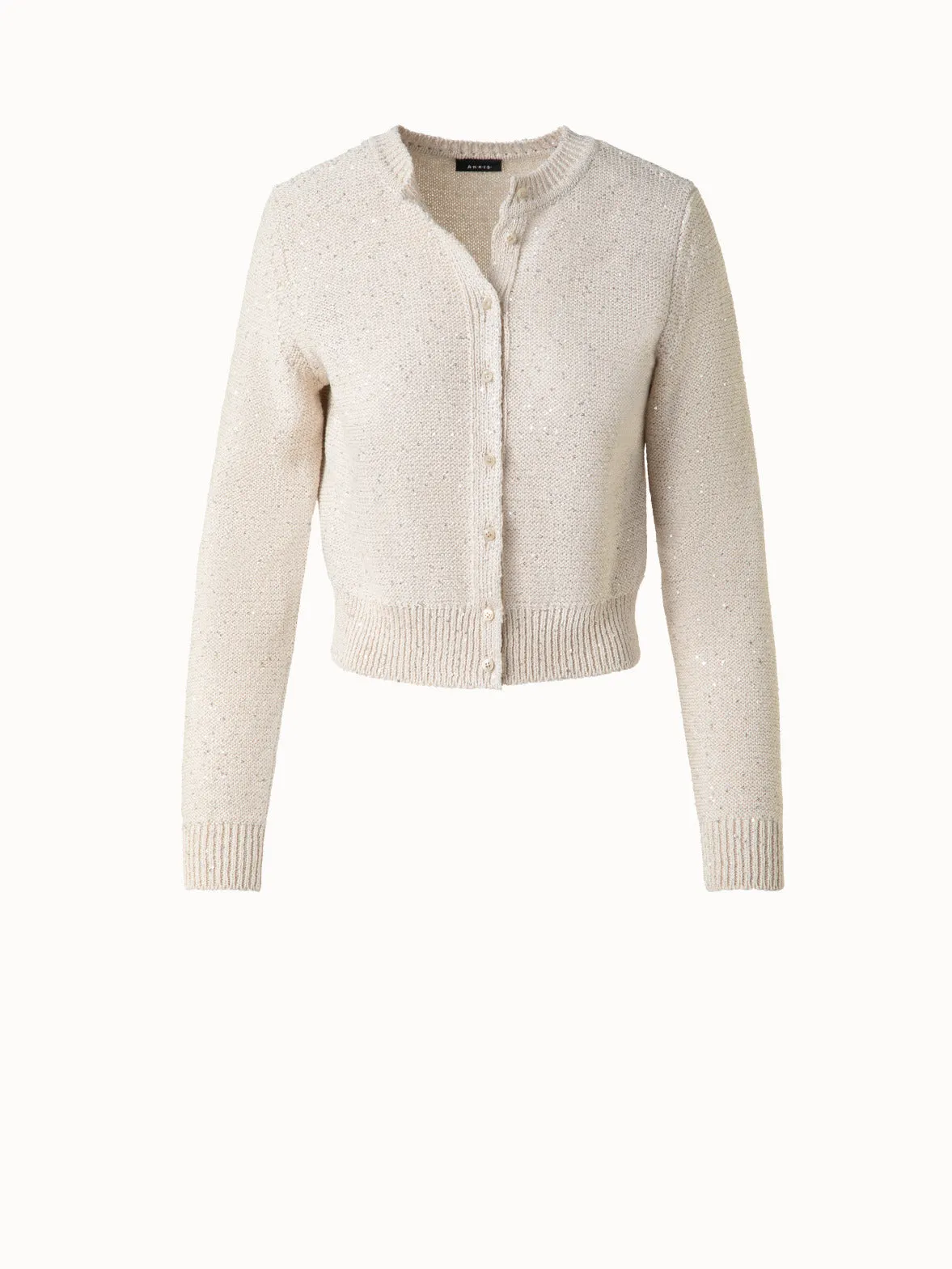 Cardigan in Linen Cotton with Micro Sequins Akris