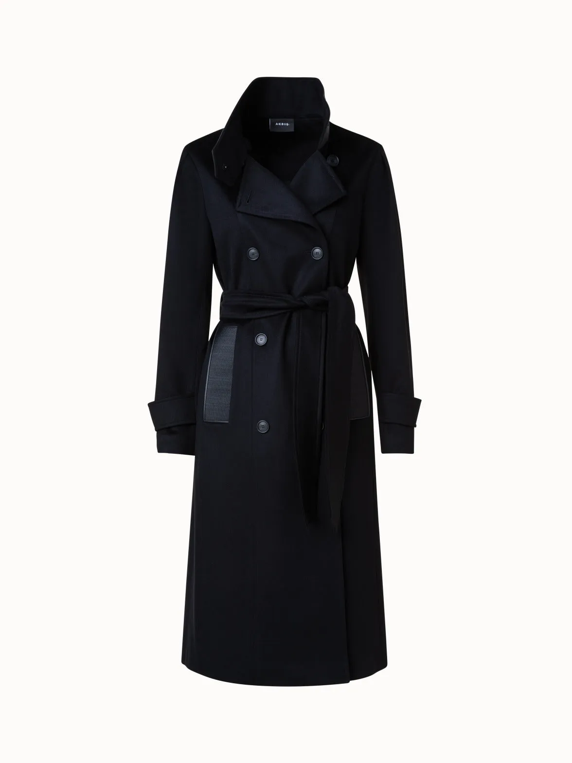 Cashmere Coat with Horsehair Collar and Pocket Akris