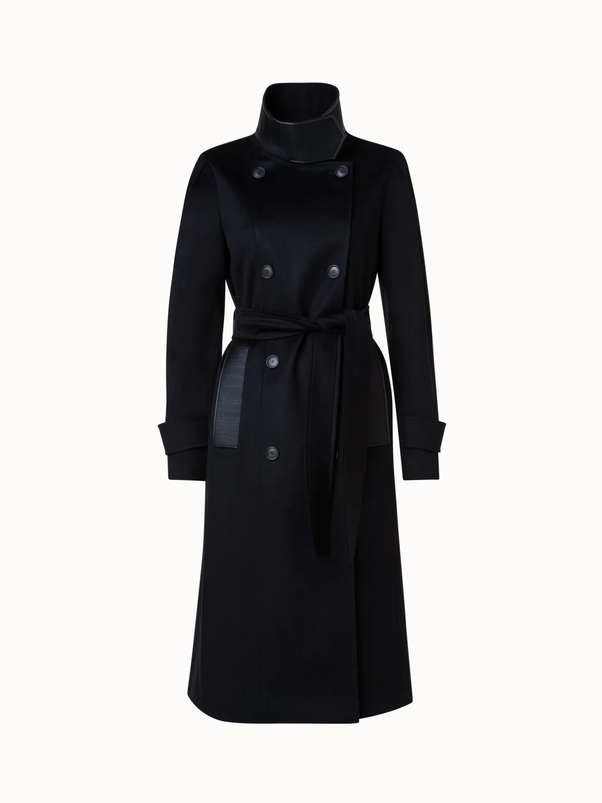 Cashmere Coat with Horsehair Collar and Pocket Akris