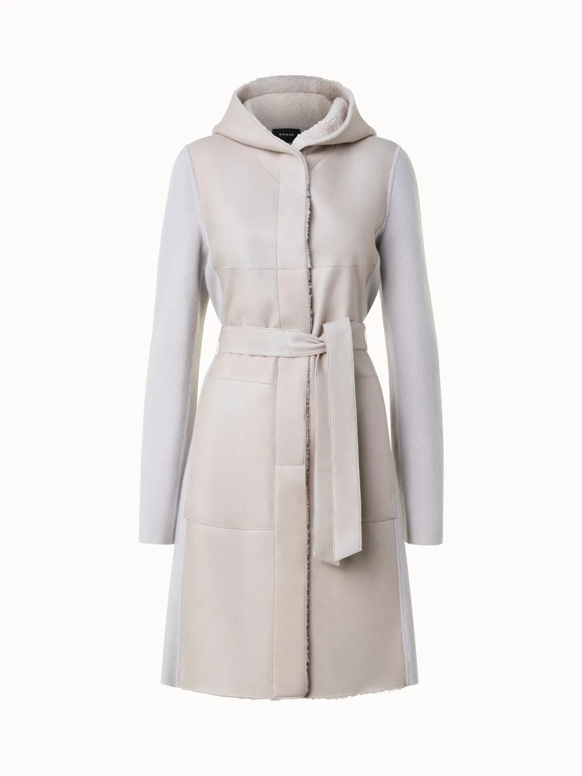 Cashmere Knit and Shearling Coat Akris