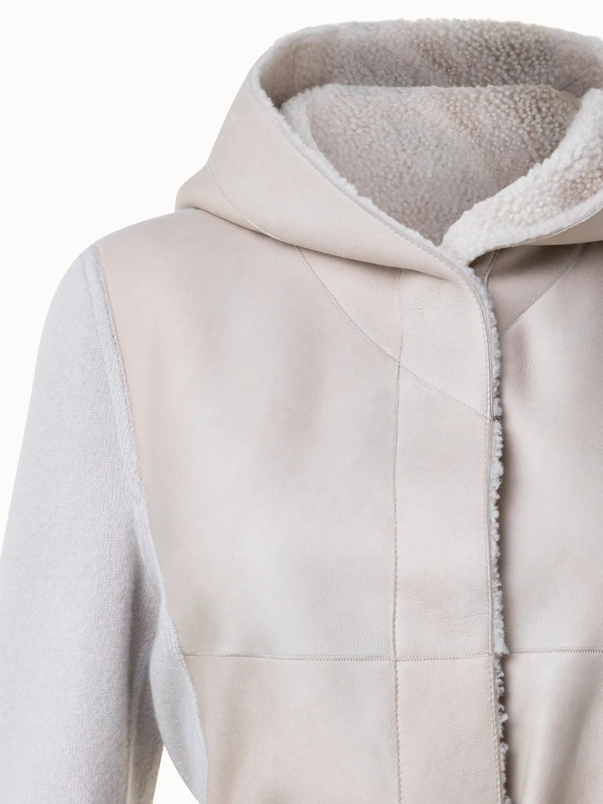 Cashmere Knit and Shearling Coat Akris