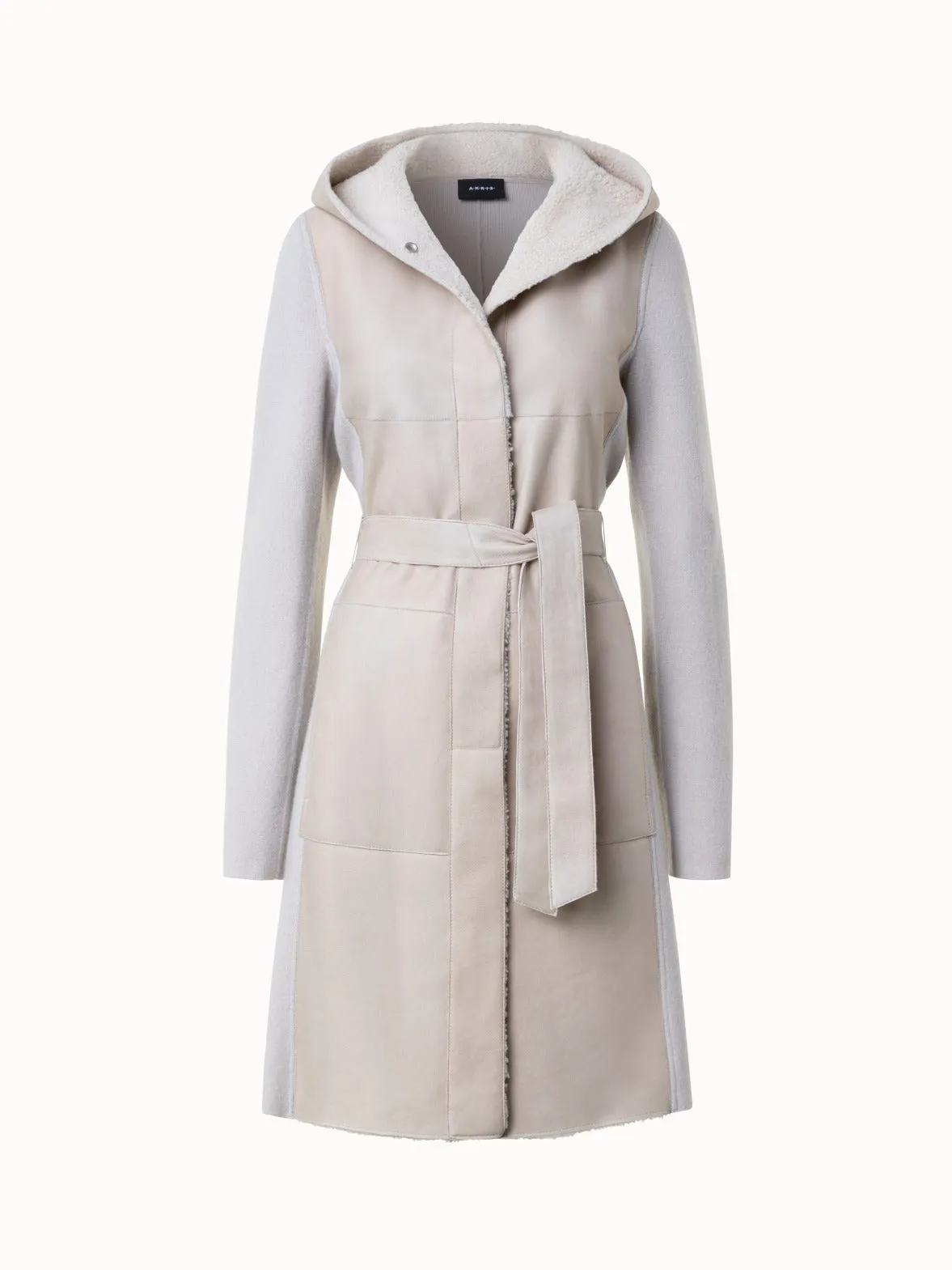 Cashmere Knit and Shearling Coat Akris
