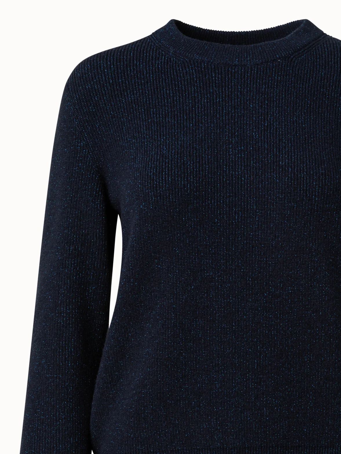 Cashmere Lurex Ribbed Knit Pullover Akris