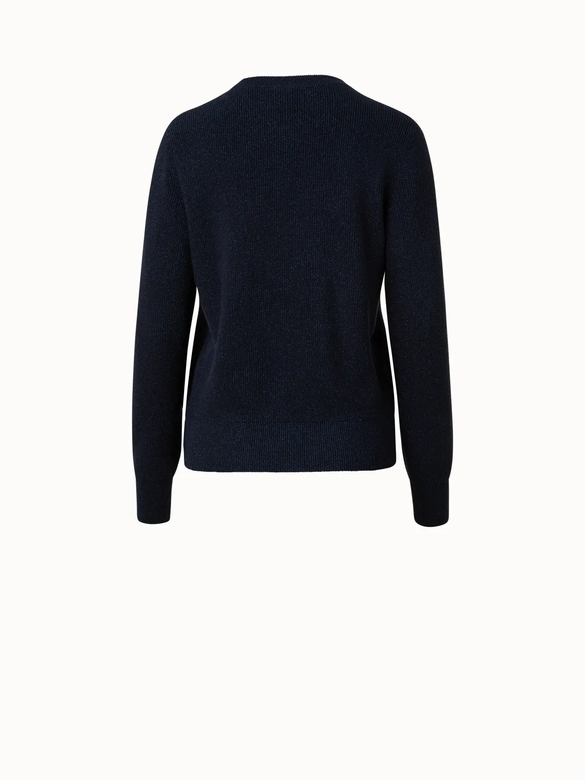 Cashmere Lurex Ribbed Knit Pullover Akris