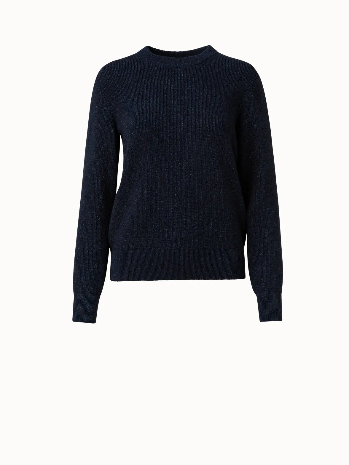 Cashmere Lurex Ribbed Knit Pullover Akris