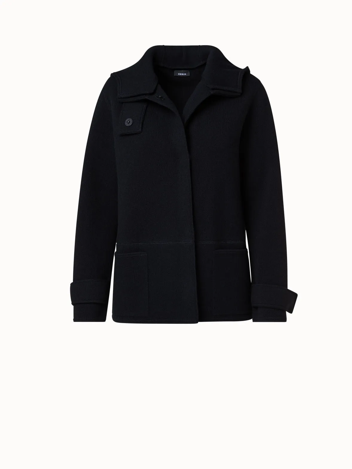 Cashmere Piqué Jacket with Removable Hood Akris
