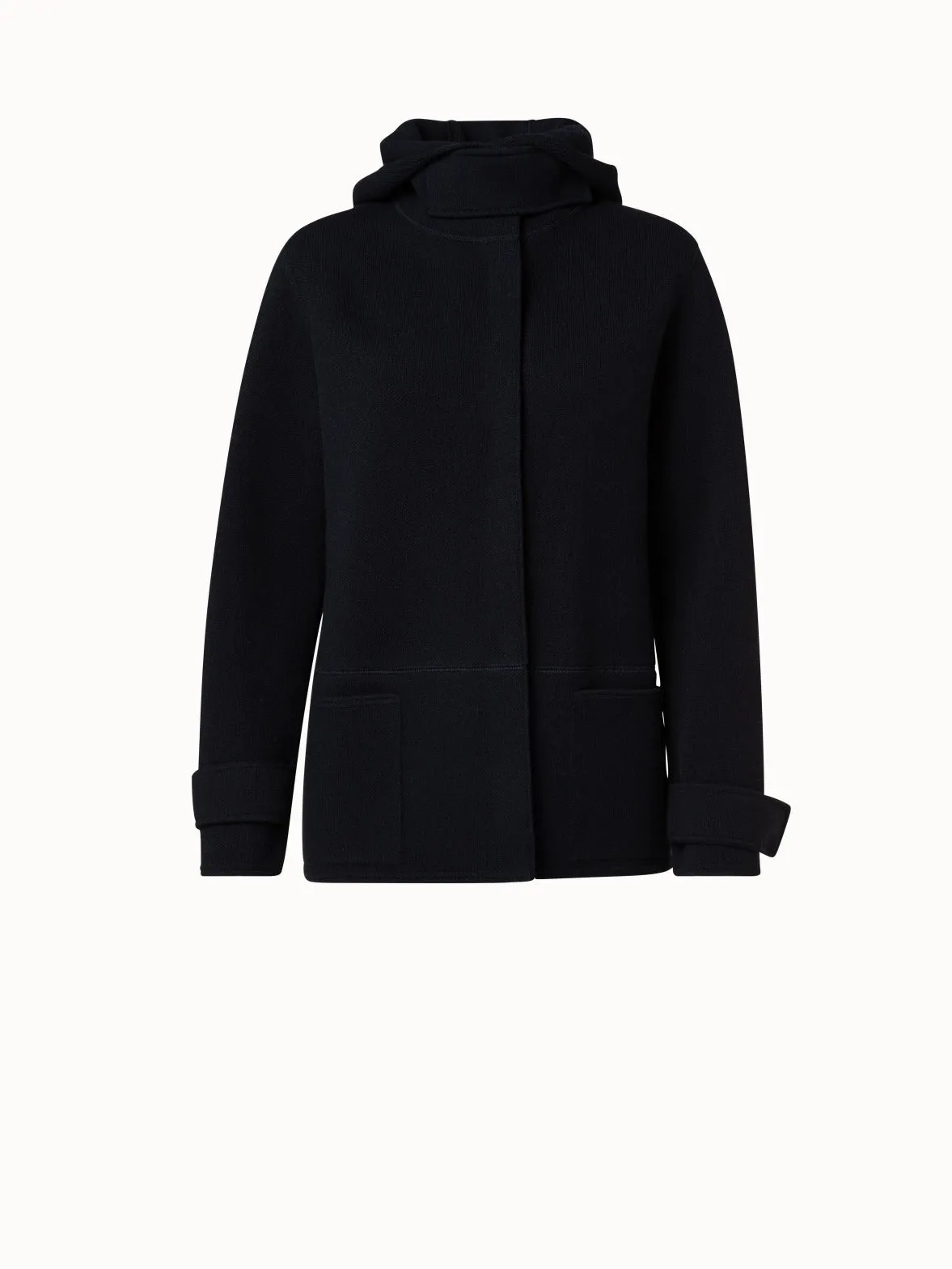 Cashmere Piqué Jacket with Removable Hood Akris