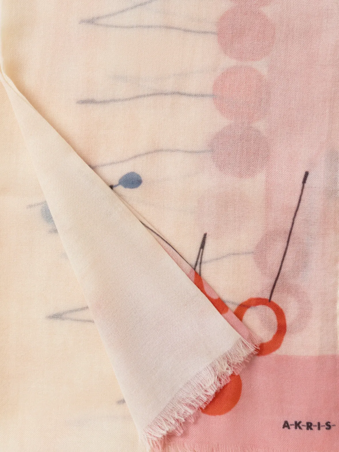 Cashmere Scarf with Cherries Print Akris