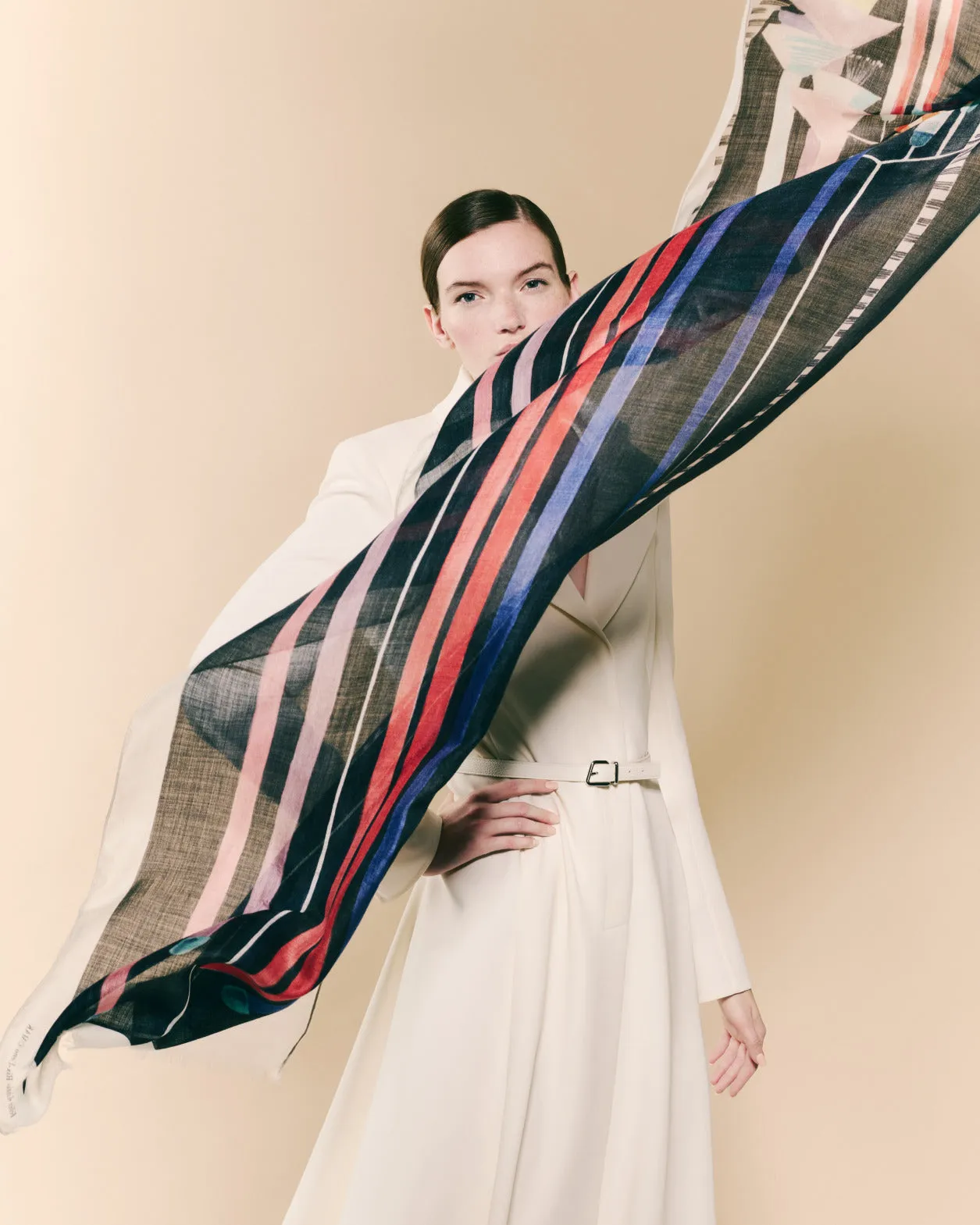 Cashmere Scarf with Fuchsie Print Akris