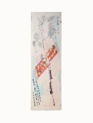 Cashmere Scarf with "Kärntner Strasse 42" Print Akris