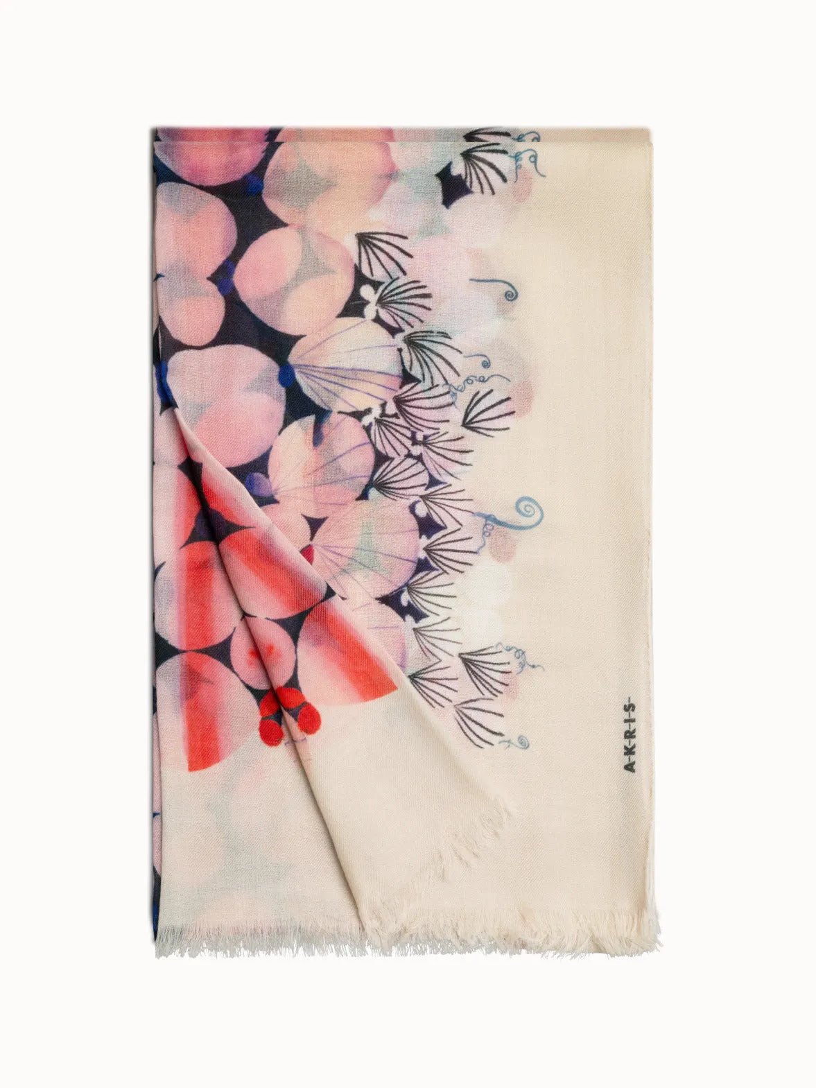 Cashmere Scarf with Silver Dollars Print Akris