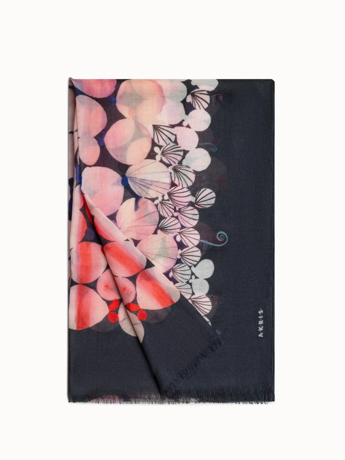 Cashmere Scarf with Silver Dollars Print Akris